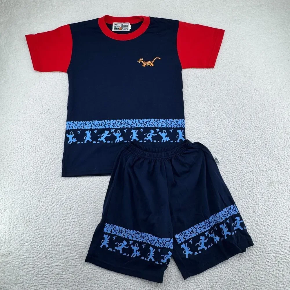 Vintage Miki House Tigger Matching SET Kids Large Blue Short Sleeve Shirt Shorts